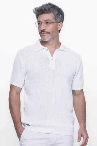 Polo Tricot Canelada — Branco